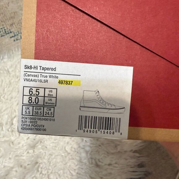 Vans Sk8-Hi Tapered Canvas Shoe in True White - Picture 6 of 8